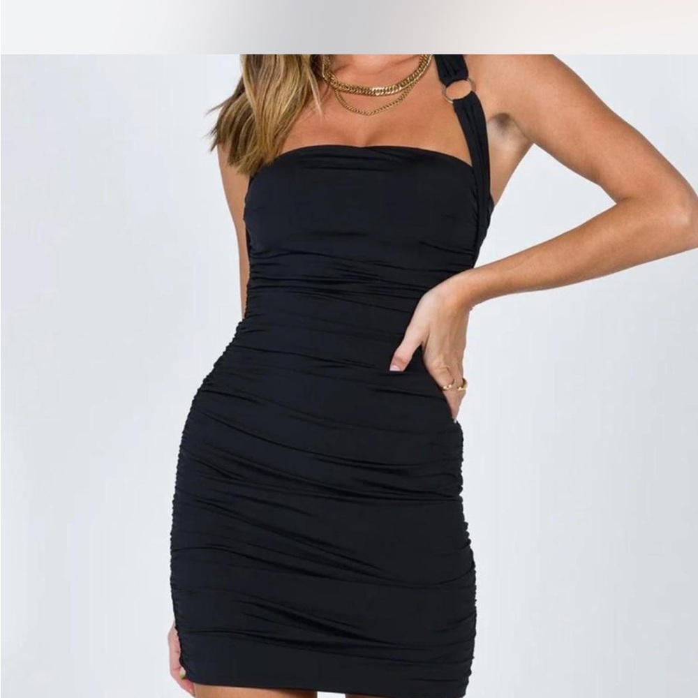 Princess Polly Black Ruched Halter Dress